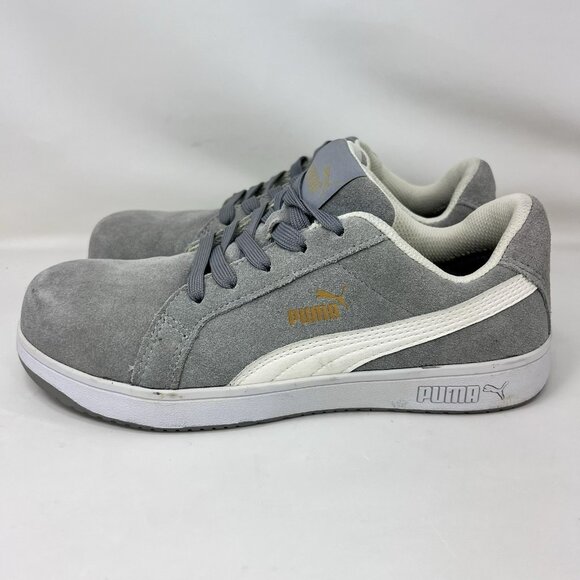 Puma Iconic Suede Gray Composite Toe Work Shoes Gray Women’s Size 7.5 - Picture 2 of 7